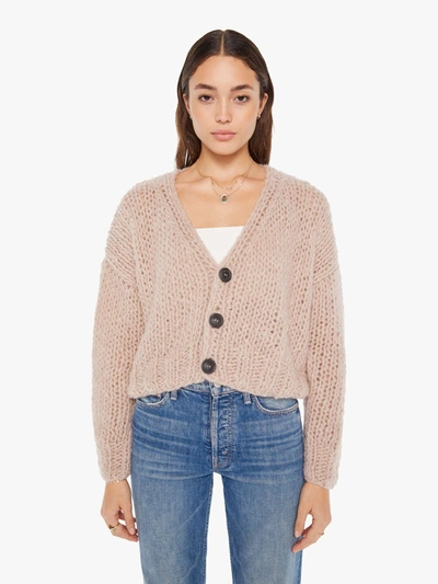 Maiami Curly Alpaca Shorts Cardigan Powder Sweater In Pink