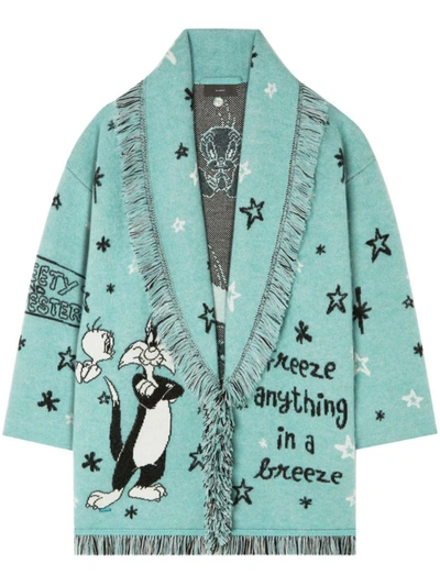 Alanui X Looney Tunes Freezy Peazy Cashmere Cardigan In Black