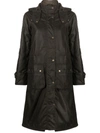 Barbour Long Cannich Wax Coat In Green