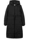 Burberry Quilted Hooded Coat In Black