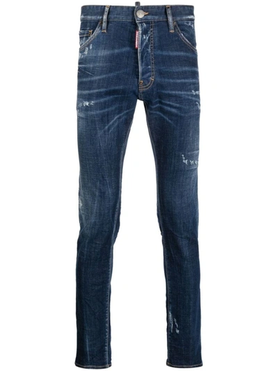 Dsquared2 Slim-fit Distressed Denim Jeans In Blue