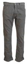 Acht Gray Cotton Straight Fit Folded Hem Casual Denim Jeans In Gray