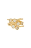 COVET COVET CZ & MOTHER OF PEARL FAUX STACK RING