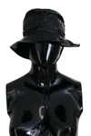 Dolce & Gabbana Black Quilted Faux Leather Women Bucket Cap Hat In Black