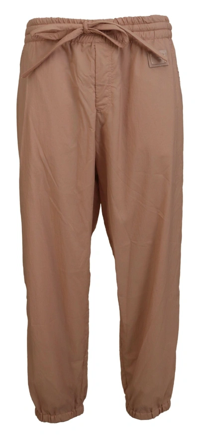 Dolce & Gabbana Peach Solid Men Sweatpants Trousers In Pink