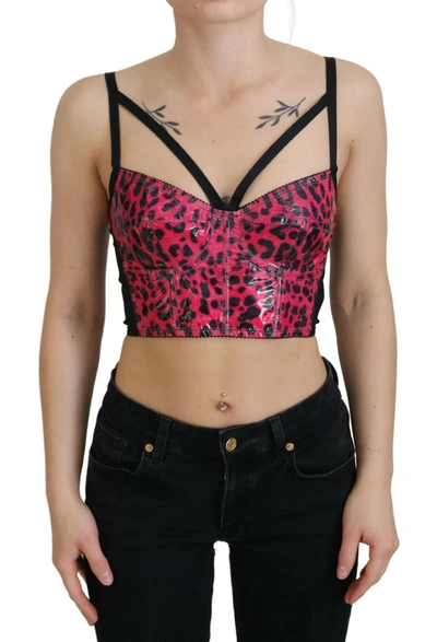 Dolce & Gabbana Leopard Print Bustier Corset Top In Pink