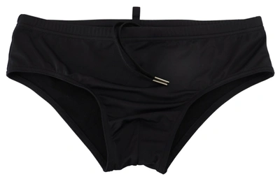 Dsquared2 Black Orange Logo Printed Men Swim Brief Swimwear