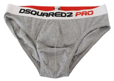 Dsquared2 Gray Logo Cotton Stretch Men Brief Pro Underwear