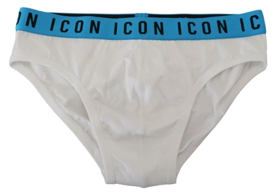Dsquared2 White Icon Logo Cotton Stretch Men Brief Underwear