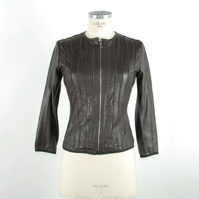 Emilio Romanelli Sleek Black Leather Jacket For Elegant Women's Evenings
