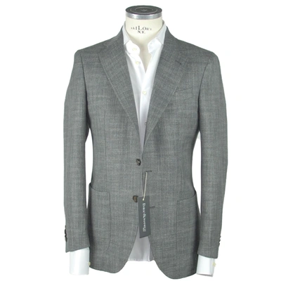 EMILIO ROMANELLI EMILIO ROMANELLI ELEGANT GRAY SLIM WOOL-LINEN BLEND MEN'S BLAZER