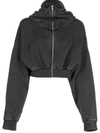 Entire Studios Black Cropped Hoodie In Black