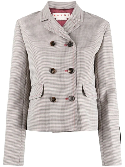 Marni Houndstooth-pattern Double-breasted Blazer In Multi-colored