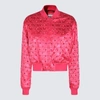 Moschino Fuchsia Cotton Blend Logo Print Casual Jacket In Fuchsia