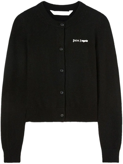 Palm Angels Logo-print Button-up Cardigan In Black