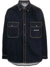 PALM ANGELS PALM ANGELS PALM ANGLES LOGO-EMBROIDERED DENIM SHIRT