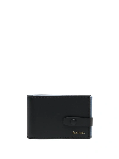Paul Smith Logo-embossed Leather Wallet In Black/cemento
