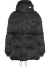 Prada Womens Black Re-nylon Hooded Recycled Nylon-down Jacket In Nero