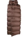 Rick Owens Luxor Quilted Hooded Gilet In Brown