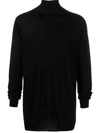Rick Owens Roll-neck Virgin Wool Jumper In Black