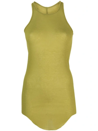 Rick Owens Semi-sheer Ribbed Tank Top In Green