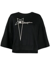 Rick Owens Logo-embroidered Cotton T-shirt In Black