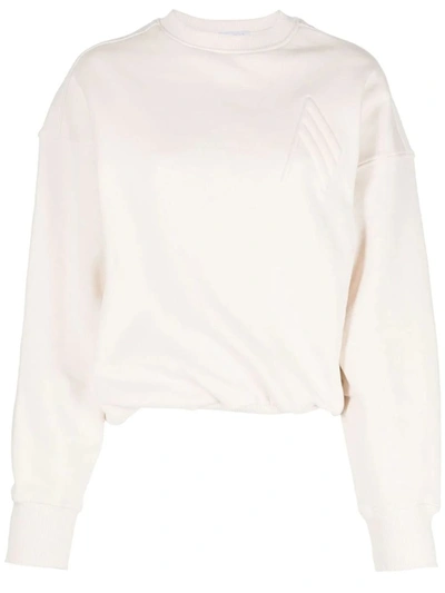 Attico Embroidered Logo Crew Neck Sweatshirt In Neutrals