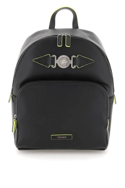 Versace Medusa Biggie Backpack In Black,yellow