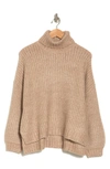 Splendid X Cella Jane Stripe Turtleneck Sweater In Heather Camel