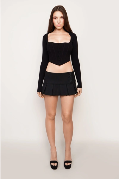 Danielle Guizio Ny Pleated Micro Mini Skirt In Black