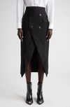 Alexander Mcqueen Black Long Sartorial Skirt With Front Split In Wool Woman In Black