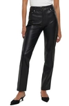 River Island Straight Cut Faux Leather Pant In Black In Black