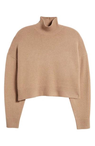 Theory Women's Cashmere Rib-knit Cropped Turtleneck Sweater In Palomino