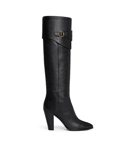 Celine Women  Wiltern Riding Boot With Triomphe Logo In Calf Leather In Black