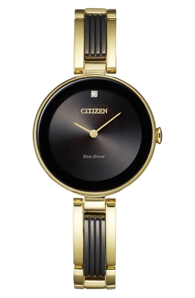 Citizen Axiom Eco-drive Two-hand Bracelet Watch, 28mm In Gold/ Black