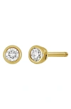 BONY LEVY 14K GOLD BEZEL DIAMOND STUD EARRINGS