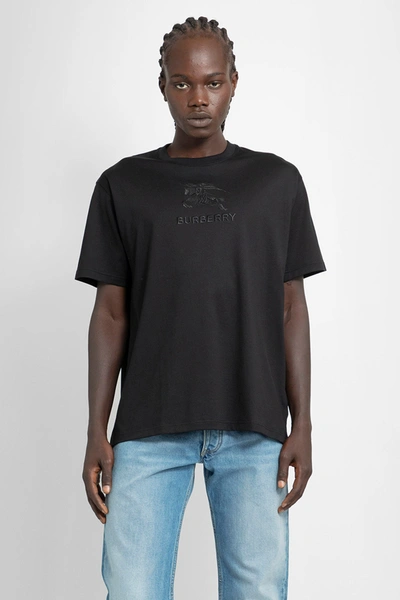 Burberry Logo-embroidered Cotton T-shirt In Black