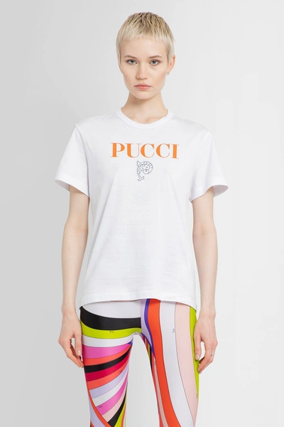 Pucci Logo印花棉t恤 In White