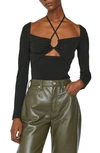 Frame Strappy Knit Top In Noir