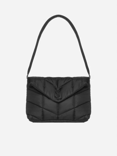 Saint Laurent Quilted Nylon Puffer Shoulder Bag In Black