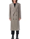 Ami Alexandre Mattiussi Ami Paris Double Breast Long Coat In Taupe