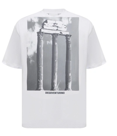 Diego Venturino Cotton Brand Design On Both Sides  T-shirt In White