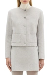 Theory Checked Wool Cropped Jacket In Ivory Multi
