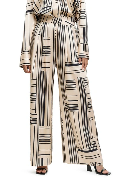 River Island Stripe Palazzo Pants In Cream