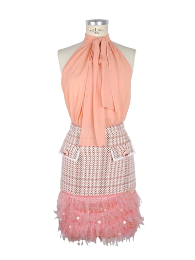 ELISABETTA FRANCHI ELISABETTA FRANCHI ANTIQUE PINK SEQUIN POCKETED DRESS WOMEN'S DUO