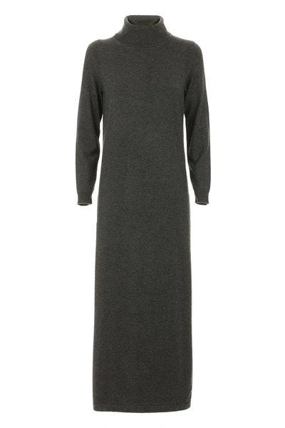 Imperfect High Collar  Dress In Gray