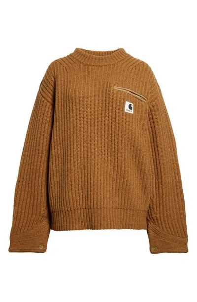Sacai Beige Carhartt Wip Edition Sweater In Brown