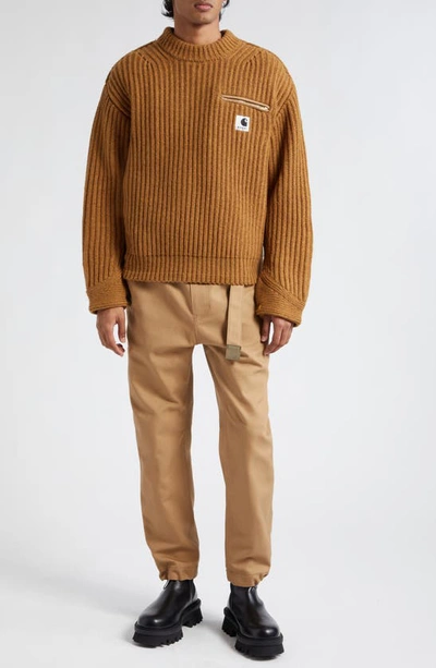 Sacai Beige Carhartt Wip Edition Sweater In Brown