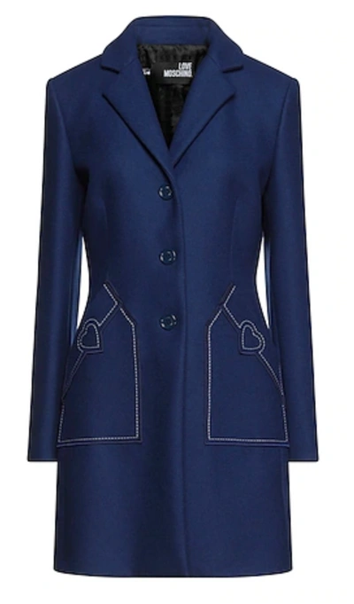 Love Moschino Two Pockets Design With Heart Emboidery  Jackets & Coat In Blue