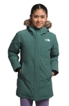 The North Face Kids' Arctic Waterproof 600-fill Power Down Parka In Dark Sage